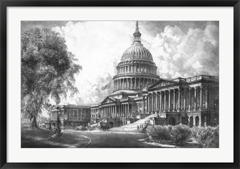 Framed US Capitol Building (digitally restored) Print