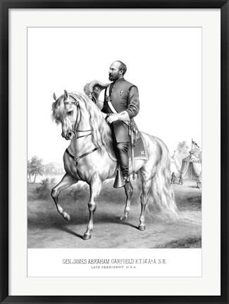 Framed President James Garfield on Horseback Print