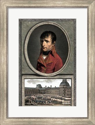 Framed Napoleon Bonaparte Above a Troop Review Print