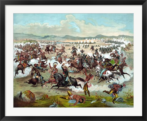 Framed Battle of Little Bighorn Print