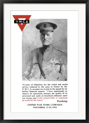 Framed General John Pershing, YMCA Print