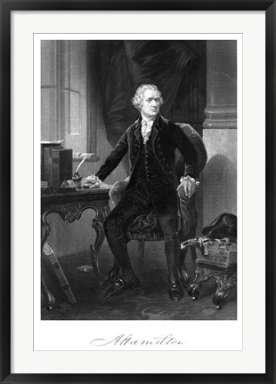 Framed Alexander Hamilton Sitting at His Desk Print