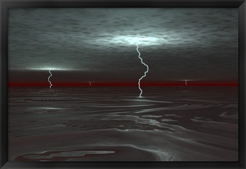 Framed view below the Gas Clouds of Jupiter&#39;s Atmosphere, across a Sea of Liquid Hydrogen Print