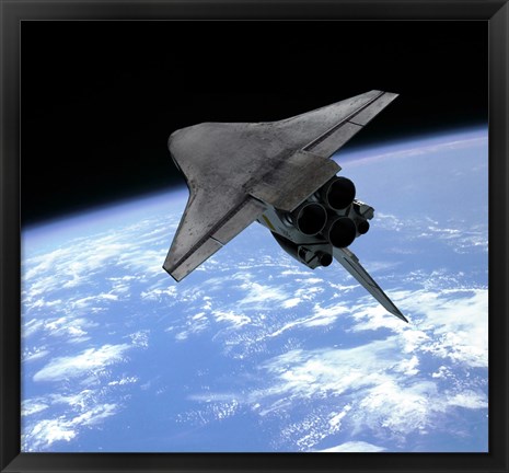 Framed Artist&#39;s concept of a Space Shuttle entering Earth orbit Print