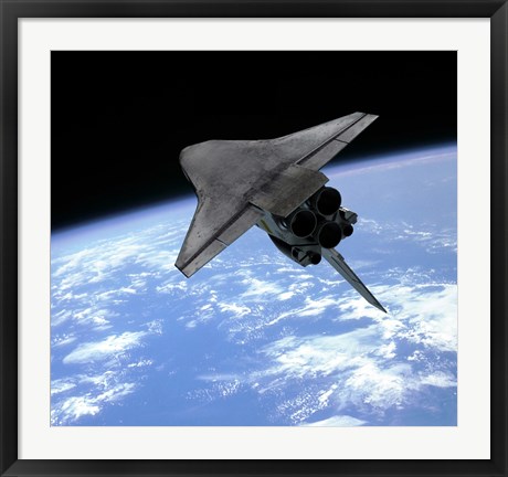 Framed Artist&#39;s concept of a Space Shuttle entering Earth orbit Print