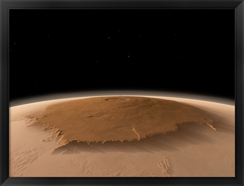 Framed Artist&#39;s Concept of the Northwest Side of the Olympus Mons volcano on Mars Print