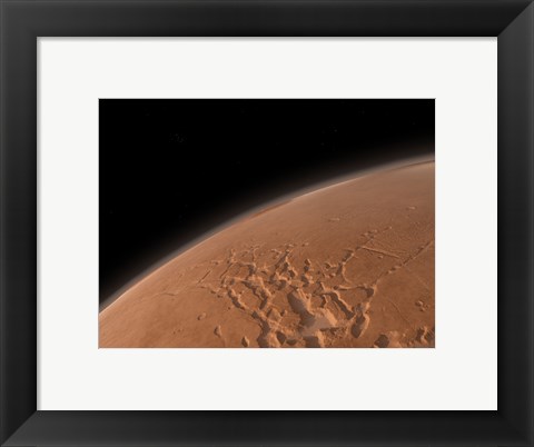 Framed Mars&#39; Valles Marineris is Host to the Largest Canyons in the Solar System Print