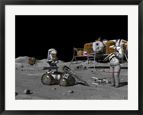 Framed Artist&#39;s Concept of a Future Lunar Exploration Mission Print