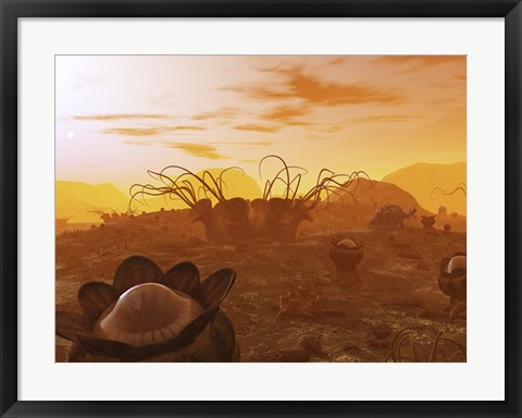 Framed Artist&#39;s Concept of Animal and Plant Life on an Alien Planet Print