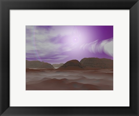 Framed Artist&#39;s concept of the Atmosphere on Pluto Print