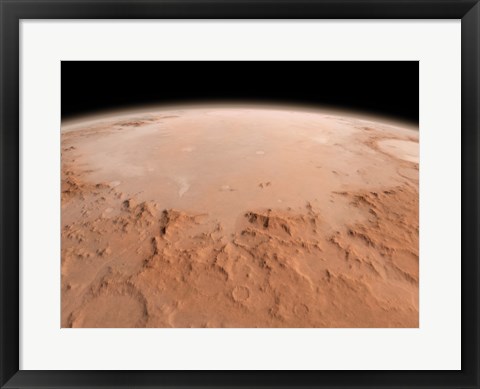 Framed Illustration of the Argyre Impact Basin in the Southern Highlands of Mars Print