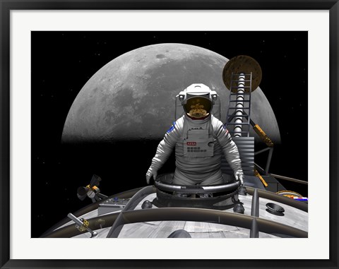 Framed Astronaut Takes a Last look at Earth before Entering Orbit Around the Moon Print