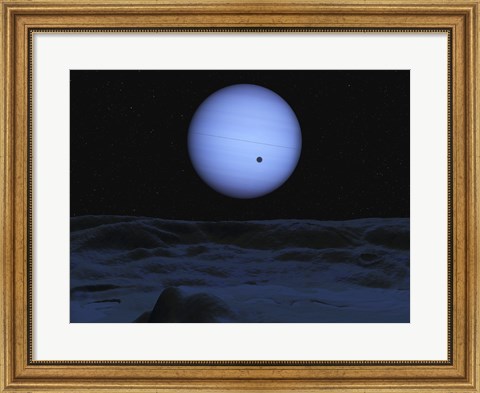 Framed Artist&#39;s concept of Neptune as seen from its largest moon Triton Print