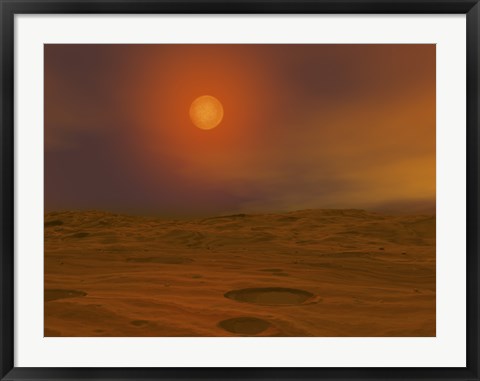 Framed Artist&#39;s concept of Teide 1 from the Surface of a Hypothetical Mars-like Planet Print