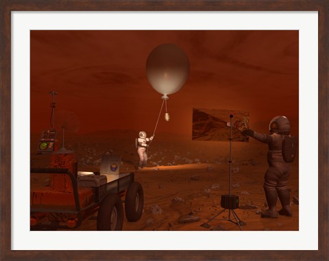 Framed Astronauts Release a Weather Balloon on the Surface of Titan Print