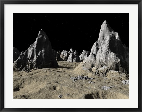 Framed Illustration of the Surface of the Massive Asgard Impact Basin on Jupiter&#39;s Moon, Callisto Print