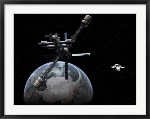 Framed Artist&#39;s Concept of a Lunar Cycler Approaching Earth Print