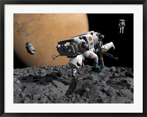 Framed Astronaut Makes First Human Contact with Mars&#39; Moon Phobos Print