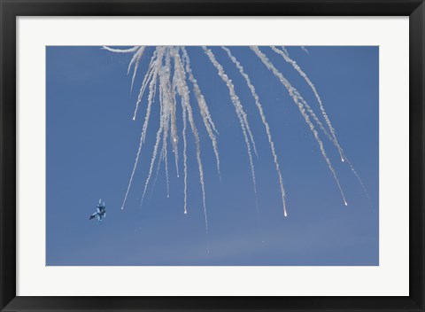 Framed Ukrainian Air Force Su-27 Flanker Releasing Countermeasures Print