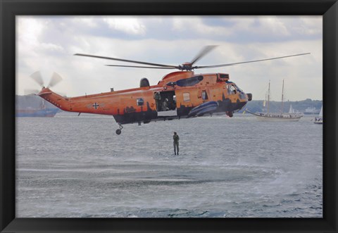 Framed WS-61 Sea King helicopter of the German Navy, Kiel, Germany Print