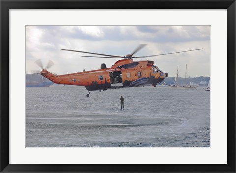 Framed WS-61 Sea King helicopter of the German Navy, Kiel, Germany Print