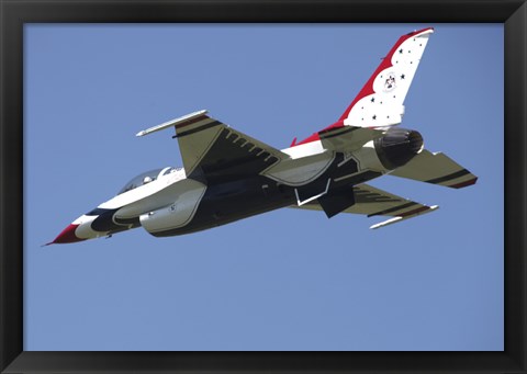 Framed US Air Force F-16 Thunderbird Jet in Flight over Belgium Print