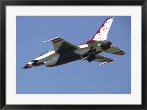 Framed US Air Force F-16 Thunderbird Jet in Flight over Belgium Print