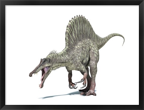 Framed 3D Rendering of a Spinosaurus Dinosaur Print