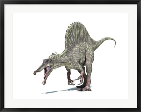 Framed 3D Rendering of a Spinosaurus Dinosaur Print