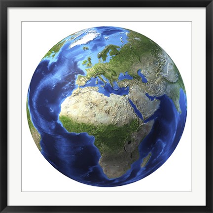 Framed 3D Rendering of Planet Earth, Centered on Africa and Europe Print