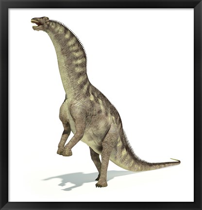 Framed Amargasaurus Dinosaur in Dynamic Posture Print