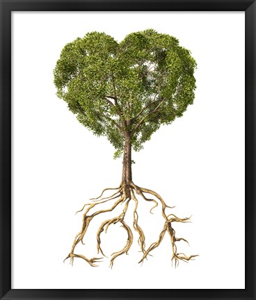 Framed Tree with Foliage in the Shape of a Heart Print