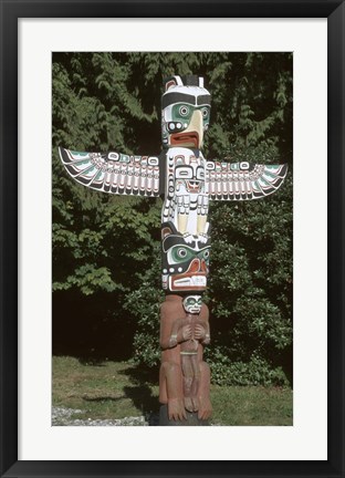 Framed Totem Pole at Stanley Park, Vancouver Island, British Columbia, Canada Print