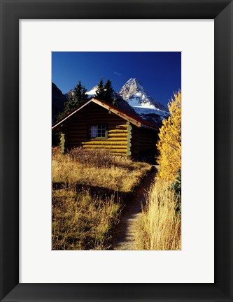 Framed British Columbia, Mount Assiniboine, Log cabin Print