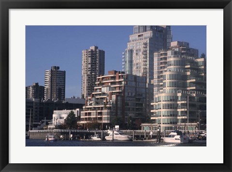 Framed Vancouver Skyline From Granville Island, British Columbia, Canada Print