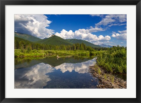 Framed Beaver pond along the Flathead River near Fernie, British Columbia, Canada Print