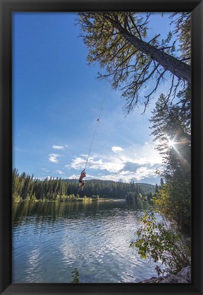 Framed Rope swinging at Champion Lakes Provincial Park, BC, Canada Print