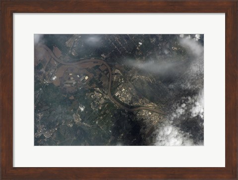 Framed Satellite view of Kansas City, Missouri, and Missouri River Print