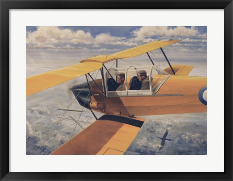 Framed De Havilland DH82 Tiger Moth basic Trainer Biplane from the 1930&#39;s Print