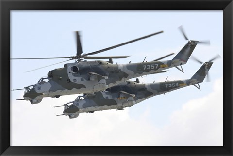 Framed Czech Air Force Mi-24 Hind Helicopters Print