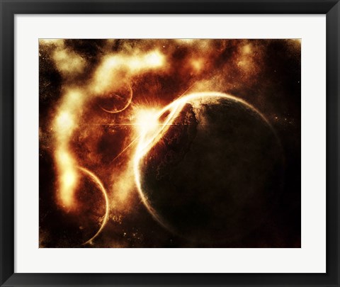 Framed Apocalyptic View of a Solar System Print