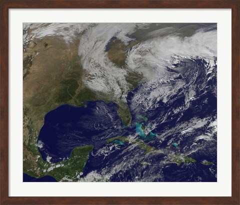 Framed Satellite View of a Nor&#39;easter Storm over the United States Print