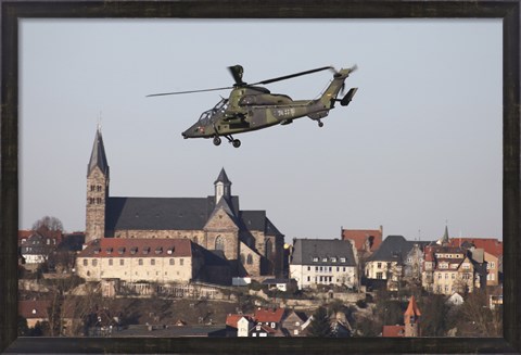 Framed German Tiger Eurocopter Flying Over the Town of Fritzlar, Germany Print