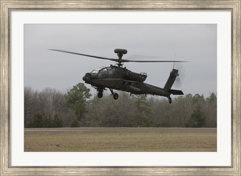 Framed AH-64 Apache Helicopter in Midair, Conroe, Texas Print