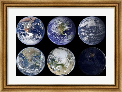 Framed Image comparison of Iconic Views of Planet Earth Print