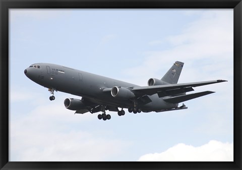 Framed KC-10 Extender Tanker Aircraft Prepares for Landing Print