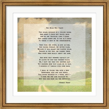 Framed Robert Frost Road Less Traveled Poem Print