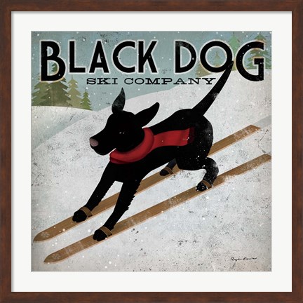 Framed Black Dog Ski Co. Print