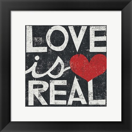 Framed Love Is Real Grunge Square Print