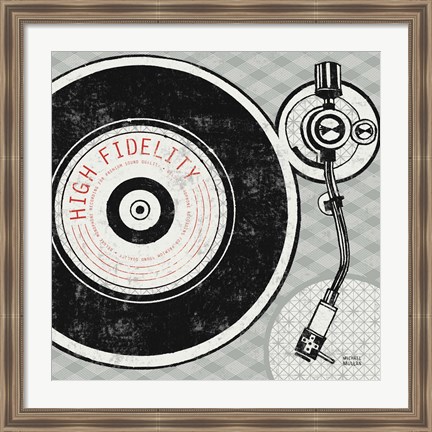 Framed Vintage Analog Record Player Print